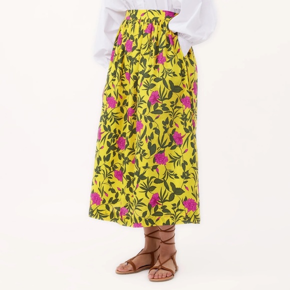 NWT $266 Sz XS BEYOND by Vera Anna Tuscan Gardens Gold Floral Midi Skirt - Picture 1 of 9